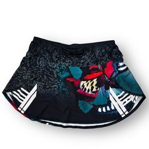 LUCKY IN LOVE Black Abstract Butterly Print Golf Skort